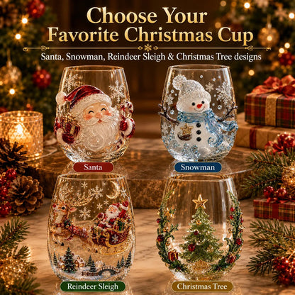 Christmas 3D Wine Glass Set – 6-Piece Holiday Goblet Gift Box for Festive Parties & Entertaining