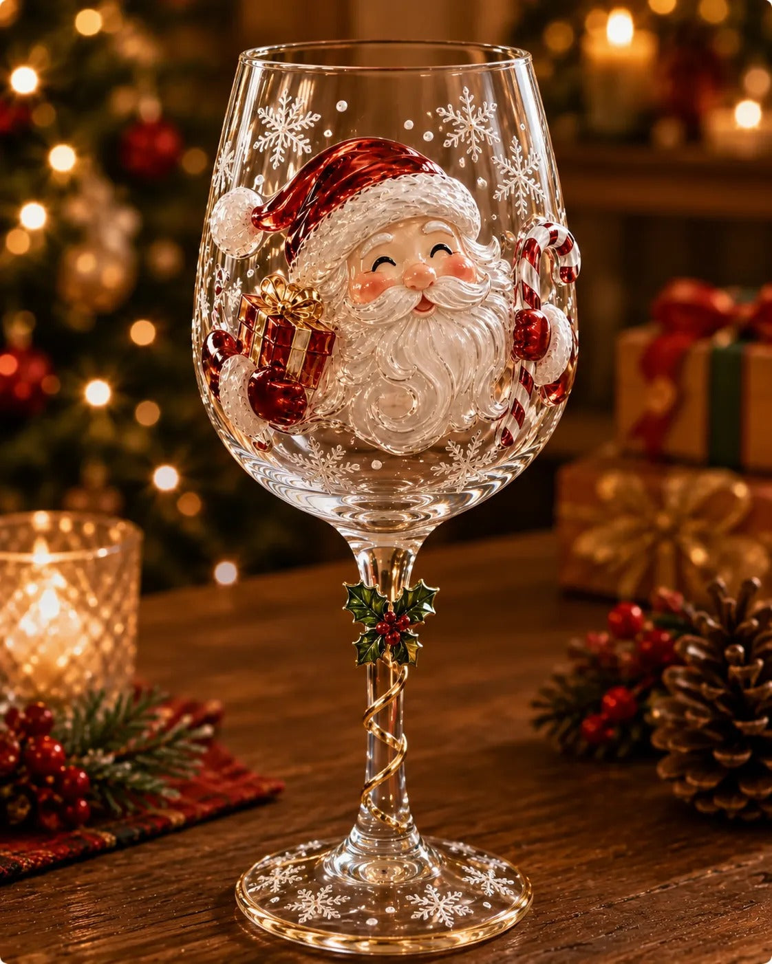 Christmas 3D Wine Glass Set – 6-Piece Holiday Goblet Gift Box for Festive Parties & Entertaining