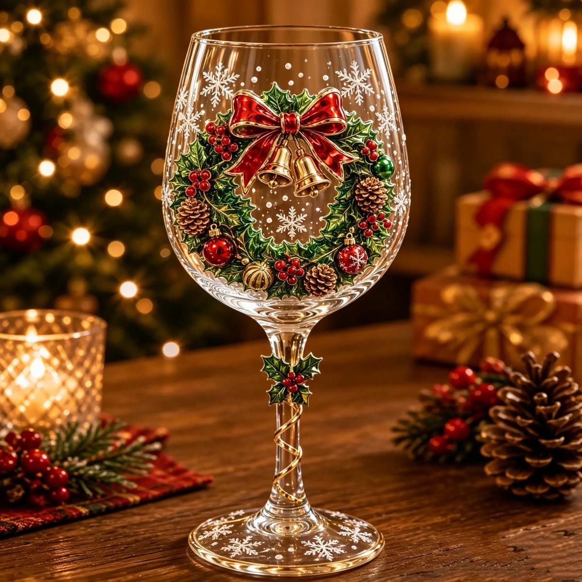 Christmas 3D Wine Glass Set – 6-Piece Holiday Goblet Gift Box for Festive Parties & Entertaining