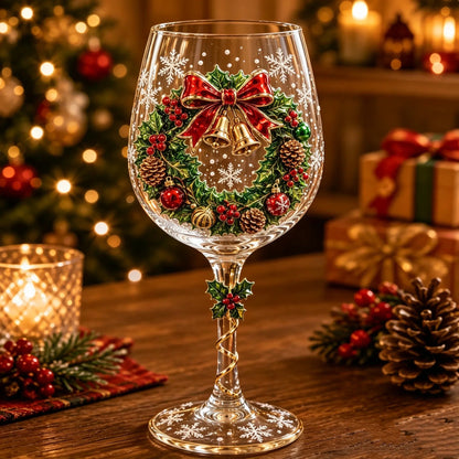 Christmas 3D Wine Glass Set – 6-Piece Holiday Goblet Gift Box for Festive Parties & Entertaining