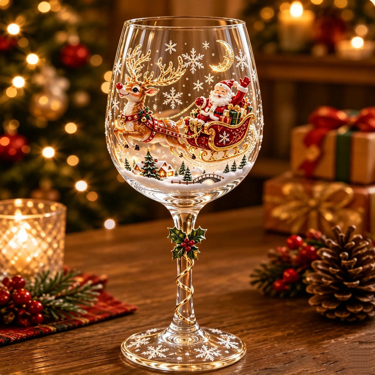 Christmas 3D Wine Glass Set – 6-Piece Holiday Goblet Gift Box for Festive Parties & Entertaining