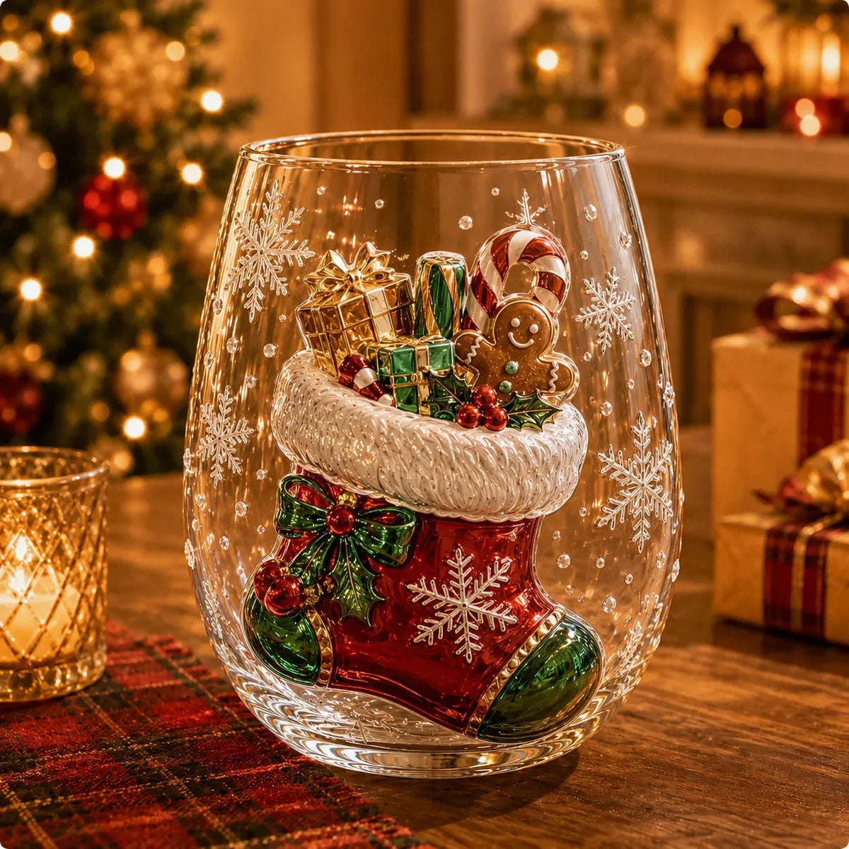 Christmas 3D Wine Glass Set – 6-Piece Holiday Goblet Gift Box for Festive Parties & Entertaining