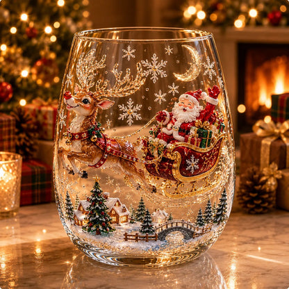 Christmas 3D Wine Glass Set – 6-Piece Holiday Goblet Gift Box for Festive Parties & Entertaining